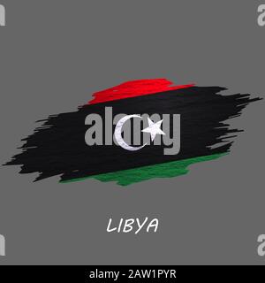 Grunge stylte Flagge Libyens. Hintergrund des Pinselstrichs Stock Vektor