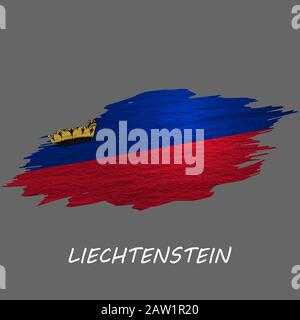 Grunge stylte Flagge von Liechtenstein. Hintergrund des Pinselstrichs Stock Vektor