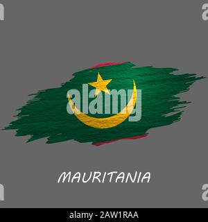 Grunge stylte Flagge Mauretaniens. Hintergrund des Pinselstrichs Stock Vektor