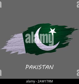 Grunge stylte Flagge Pakistans. Hintergrund des Pinselstrichs Stock Vektor