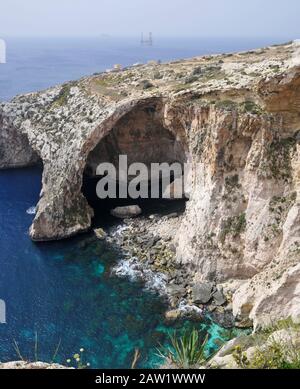 Rund Um Malta - Blaue Grotte - Meeresbogen Stockfoto