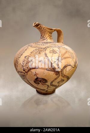 Minoisch-griechische Krug mit Blattdesign, Knossos-Venizeleio 1450-1450 v. Chr., Archäologisches Museum Heraklion. Stockfoto