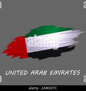 Grunge-gestylte Flagge der Vereinigten Arabischen Emirate. Hintergrund des Pinselstrichs Stock Vektor
