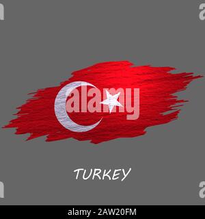 Grunge gestylte Flagge der Türkei. Hintergrund des Pinselstrichs Stock Vektor