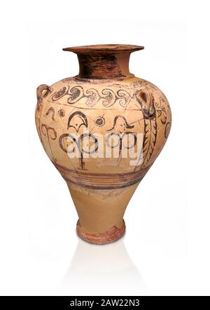 Minoische, im Palaststil gehaltene, mit Lehm verzierte Gläser aus dem Knossos-Isopata 'Königliches Grab' 1600-1500 v. Chr., Archäologisches Museum Heraklion. Stockfoto