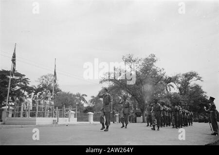 Festlichkeiten beim Transfer und Abzug britischer Truppen von Indonesia Parade British Troops Anmerkung: Maharattas Datum: 22. November 1946 Ort: Batavia, Indonesien, Jakarta, Niederländisch-Ostindien Stockfoto