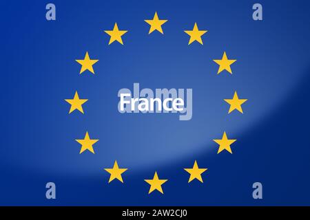 Abbildung: Flagge der Europäischen Union - mit Frankreich in französischer Sprache gekennzeichnet Stockfoto