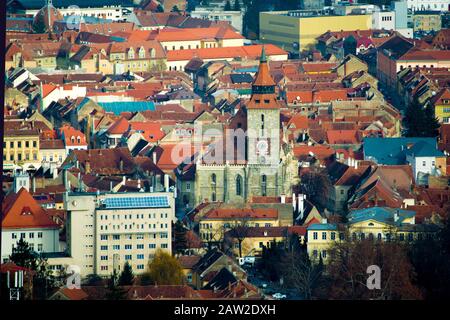 Altstadt von oben gesehen. Brasov, Rumänien Stockfoto
