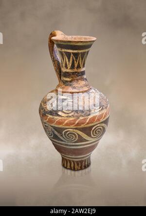 Minoisch dekorierte Krug im Kamares-Stil mit Schwirbelmuster, Poros-Friedhof 1800-1650 v. Chr.; Archäologisches Museum Heraklion. Stockfoto