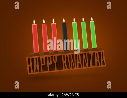 Happy kwanzaa Symbol Design Illustration auf braunem Hintergrund. Re Stockfoto