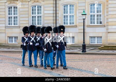 Musikkapelle Der Kaisergarde, Schloss Amalienborg, Kopenhagen, Dänemark Stockfoto