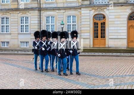 Musikkapelle Der Kaisergarde, Schloss Amalienborg, Kopenhagen, Dänemark Stockfoto