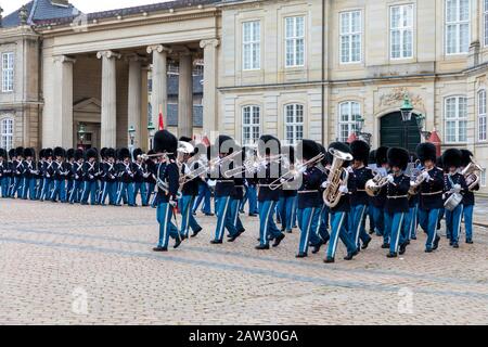 Musikkapelle Der Kaisergarde, Schloss Amalienborg, Kopenhagen, Dänemark Stockfoto
