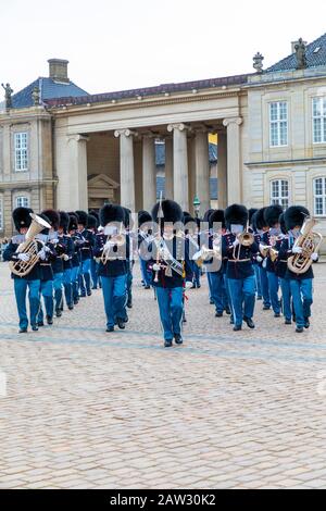 Musikkapelle Der Kaisergarde, Schloss Amalienborg, Kopenhagen, Dänemark Stockfoto