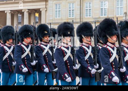 Musikkapelle Der Kaisergarde, Schloss Amalienborg, Kopenhagen, Dänemark Stockfoto