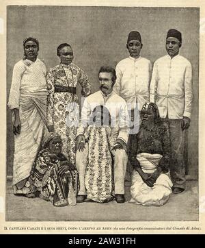 1890 , ITALIEN : Der italienische Afrika-Entdecker Capitano GAETANO CASATI (* zwischen dem Jahr 1830-1902 in Aden ( Jemen ), in den illustrierten italienischen Magaz eingraviert Stockfoto