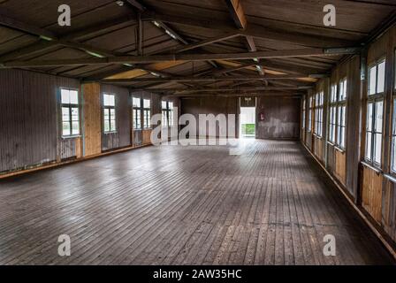 Mauthausen, Österreich; 16. August 2019: Baracke im KZ Mauthausen, wo Tausende von jüdischen Häftlingen und Kinderlähmung inhaftiert waren Stockfoto