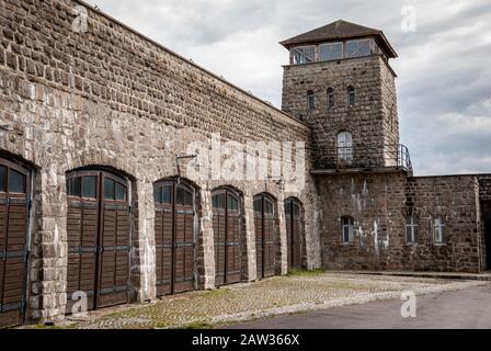 Mauthausen, Österreich; 16. August 2019: Konzentrationslager Mauthausen, in dem Tausende von jüdischen Häftlingen und politische Gegner inhaftiert waren Stockfoto