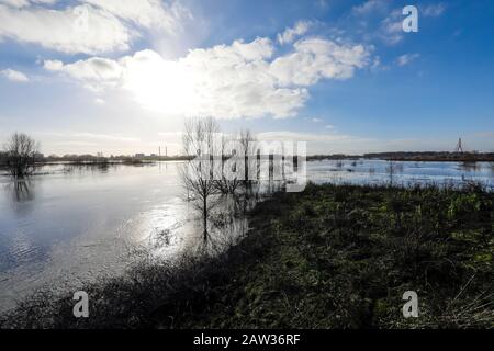 Wesel, Nordrhein-Westfalen, Niederrhein, Deutschland, Lippe, Überschwemmt in der renaturierten Flutmulde an der Lippe in den Rhein. Wesel, Nein Stockfoto