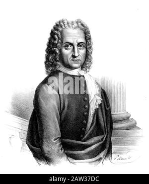 1730 Ca, VENEZIA, ITALIEN: Der gefeierte, venetianische Adelige BENEDETTO MARCELLO (* 1686; † 1739). Das von Vinczo Roscioni eingravierte Porträt aus dem 19. Jahrhundert. Stockfoto