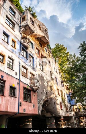 Die Ansicht des Hundertwasserhaus in der kegelgasse in Wien Wien, Österreich Stockfoto