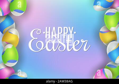 Oster-Banner. Eier mit bunten Wellen. Flüssiges Design. Vorlage für Partei oder Verkauf. Vektorgrafiken. EPS 10 Stock Vektor