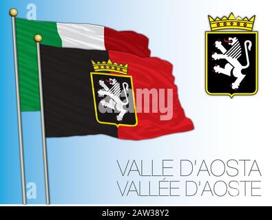 Valle d'Aosta offizielle Regionalflaggen und -Wappen, Italien, Vektorillustration Stock Vektor