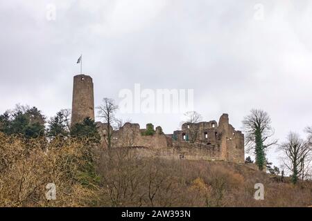 Burg / Ruine mit dem Namen Burgruine Windeck bei Weinheim, Deutschland Stockfoto