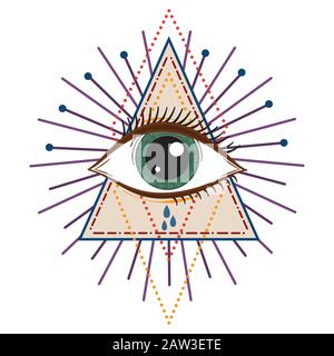 Vektordarstellung eines All-Seeing Occult- oder Masonic Eyes Stock Vektor
