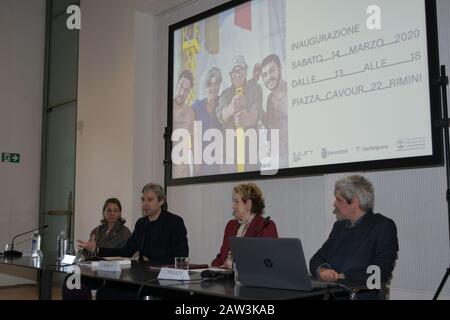 Mailand, Italien. Februar 2020. MAILAND, Italien TEIL - Kunstpalast in Rimini, Pressevorstellung mit Stefano Boeri Pres-Fondazione La Triennale MI, Andrea Gnassi Mayor Rimini, Letizia Moratti Mitgründerin der Stiftung San Patrignano, Clarice Pecori Giraldi Kuratorin Corninator San Patrignano Collection und Luca Cipelletti Architektin. Im Bild: Credit: Independent Photo Agency/Alamy Live News Stockfoto