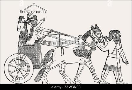 Die Kutsche von Tiglath-Pileser III., einem prominenten König von Assyrien, achtes Jahrhundert v. Chr. Stockfoto