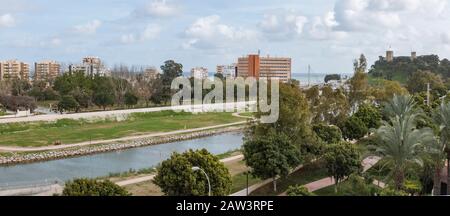 Flussmünde von Fuengirola, Rio Fuengirola, Andalusien, Spanien. Stockfoto