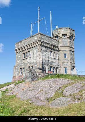 Cabot Tower auf Dem Signal Hill in St. John's, Neufundland und Labrador. Hier erhielt Marconi die erste transatlantische menschliche Sprachübertragung. Stockfoto