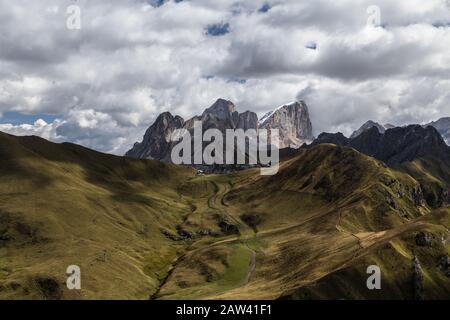 Blick auf das Marmolada-Massiv in den Alpen Stockfoto