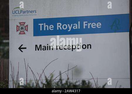 Ein Blick auf das Lehrkrankenhaus des Royal Free Hospital im Hampstead-Gebiet des London Borough of Camden. Das Krankenhaus ist Teil des Royal Free London NHS Foundation Trust. PA Foto. Bilddatum: Donnerstag, 6. Februar 2020. Der Fotowrief sollte lauten: Jonathan Brady/PA Wire Stockfoto