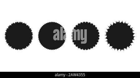 Star Burst Sticker Set. Schwarz Preis tags Explosion Silhouetten, Starburst retro Verkauf Abzeichen. Vector Illustration. Star leeres Etikett, Aufkleber Emblem auf Weiß Stock Vektor