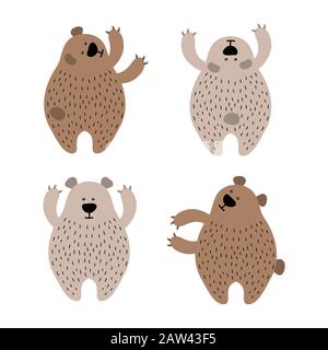 Satz süßer Braunbären-Vektorgrafiken Stock Vektor