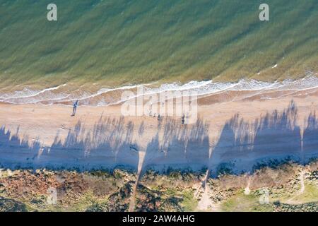 Luftaufnahme von Gullane Bents und Strand in Gullane, East Lothian, Schottland, Großbritannien Stockfoto