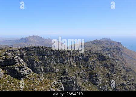Kap-Halbinsel vom Tafelberg, Table Mountain National Park, Kapstadt, Table Bay, Western Cape Province, Südafrika, Afrika Stockfoto