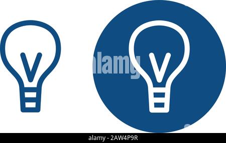 Silhouette einer klassischen Glühlampe. Symbol der Idee. Zwei Optionen. Vektor-blaue Symbole. Stock Vektor