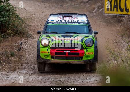 GORBAN Valeriy/KORSIA Wolodymyr-Rennen (BMW-MINI John Cooper Works WRC) beim World Rally Car RACC Catalunya Costa Dourada 2016/Rallye Spanien, in Cata Stockfoto