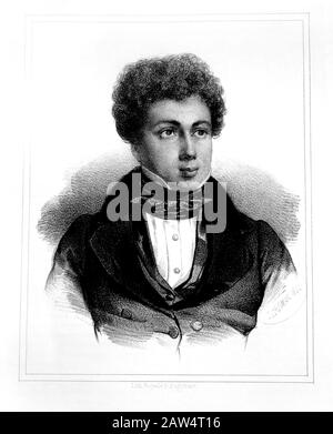 Der berühmte französische Schriftsteller ALEXANDRE DUMAS Pére (* 1802 in Paris; † 1870 in Paris) . Graviertes Porträt im Jahre 1840 von L. Chemar . Autor von CEL Stockfoto