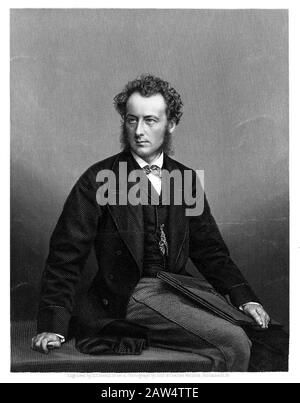 1860 Ca, LONDON, GROSSBRITANNIEN: Der britische Preraffaellitenmaler Sir John Everett MILLAIS (* um 184; † um 1896). Graviertes Porträt von D.J. Pfund von oder Stockfoto