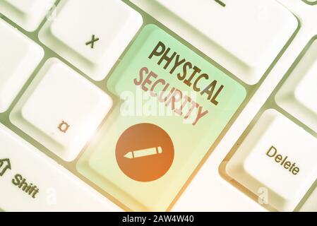 Konzeptionelle Handschrift zeigt die physische Sicherheit. Begriff Sinne unautorisierter Zugang zu Einrichtungen zu verweigern. Stockfoto