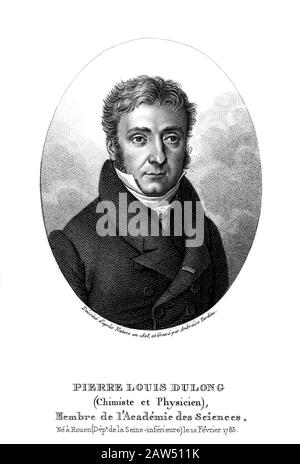 1826, FRANKREICH: Der französische Physiker und Chemiker PIERRE LOUIS DOLONG (* um 1785-18318 in Paris) . Die Porträtgravur von Ambroise Tardieu, 1826, erinnert Sich An Ihn Stockfoto