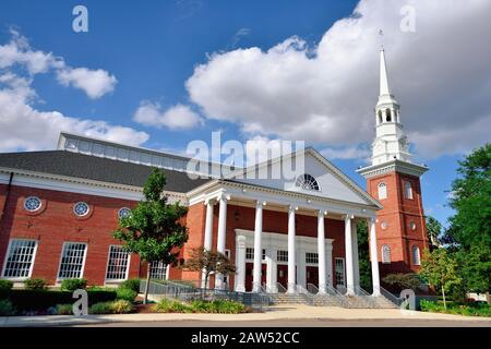 Wheaton, Illinois, USA. Das Billy Graham Center auf dem Campus des Wheaton College. Stockfoto