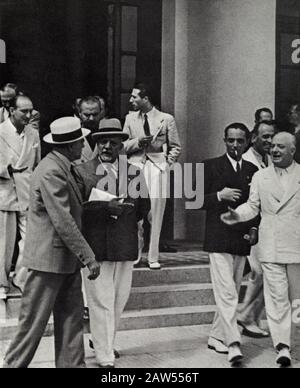 1939 , VENEDIG , ITALIEN : Der italienische Graf GIUSEPPE VOLPI di MISURATA (* 1877 - 1947 im Palazzo del Cinema während der Mostra d'Arte Cinematografica. Stockfoto