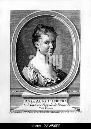 Jahrhundert IN ITALIEN: Die italienische gefeierte Malerin ROSALBA CARRIERA (* 1673 in Rom; † 1757 in Rom). Gravur von B. Lépicié aus einem originellen Selbstporträt Stockfoto