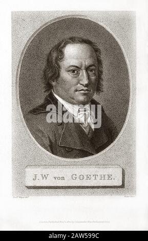 1800, DEUTSCHLAND: Der deutsche Dichter Johann Wolfgang von GOETHE-INSTITUT (* 1749; † um die Jahre 1632), das von W. Nutter eingravierte Porträt, nach dem Original von Meyer und F. Büri Stockfoto