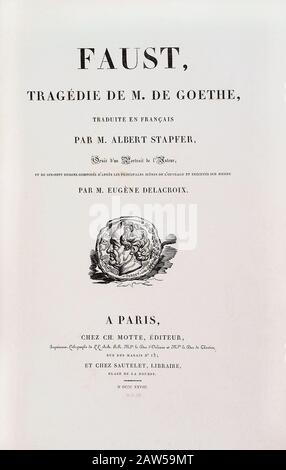 Eugène : Der deutsche Dichter Johann Wolfgang von GOETHE-INSTITUT (* 1749 in Delacroix; † um 1749 in Delacroix), Illustration auf Frontpartie des Malers Stockfoto